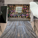 Lofaris Spring Rural Wooden Flower Shack Sweep Photo Backdrop
